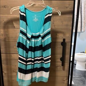 TWO Striped Sleeveless Top in Blue and dark blue & Orange and black striped.
